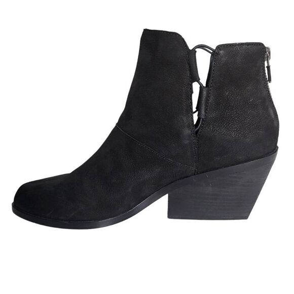 Eileen Fisher Tote Bootie Black Suede Lace Up Side Size 10 - Picture 8 of 13